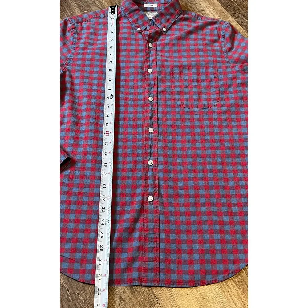 J.Crew Secret Wash Slim Fit Red Blue Gingham Shirt Men's M
